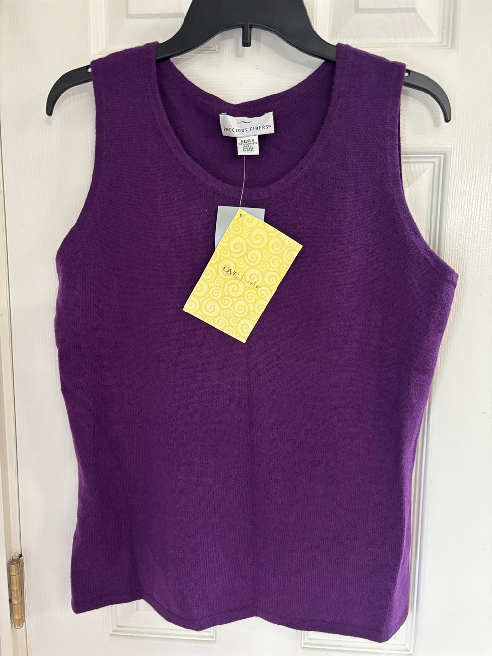 Precious Fibers Sleeveless Scoop Neck Cashmere Sweater - Purple